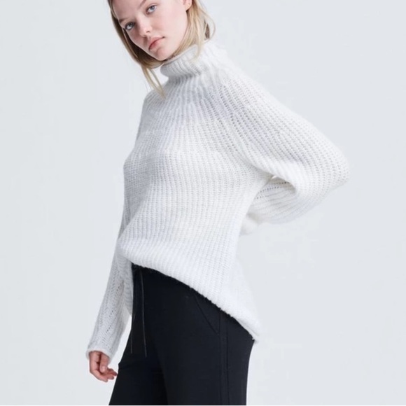 Rag & Bone Joseph Alpaca Turtleneck Oversized Sweater Ivory Cream White Size M - Picture 5 of 16